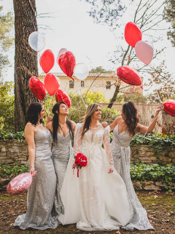 Robe demoiselle d'honneur témoin femme mariage invitée robe éclat argentée dorée rose paillette soirée élégante VI FAMILY 2025